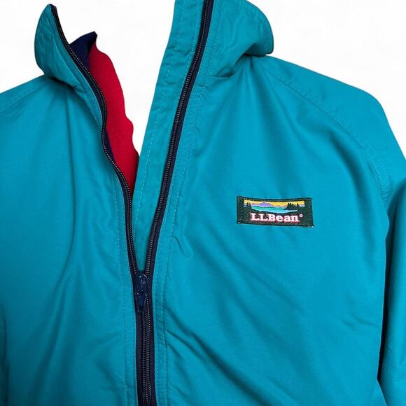 LL Bean Women’s Vintage 80s Teal Three Seasons Jacket With Navy Blue Fleece - Picture 2 of 8